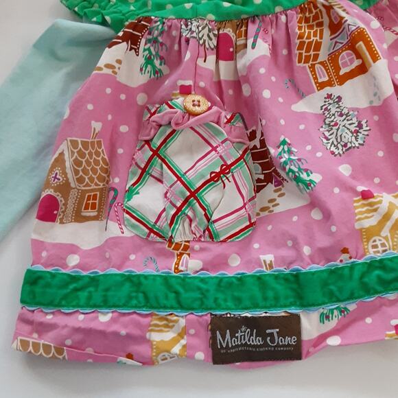 Matilda Jane Gingerbread Village Dress Girls 2 Christmas Twirl Dress Candy - Picture 5 of 11